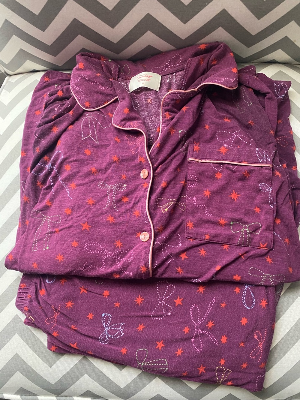 Cozy Women's Purple Bow-Print Pajama Set